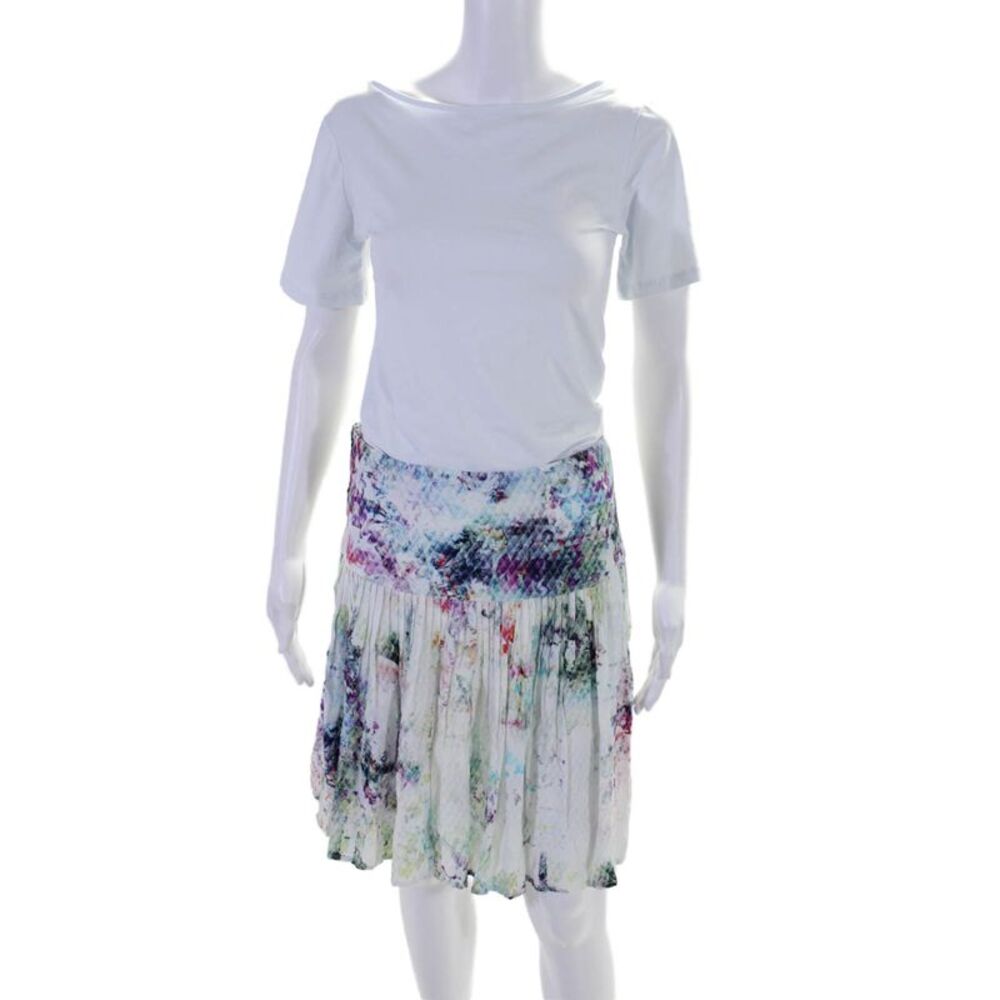 Margaret OLeary Womens Abstract Print A Line Skirt Multi Colored Size Extra Smal
